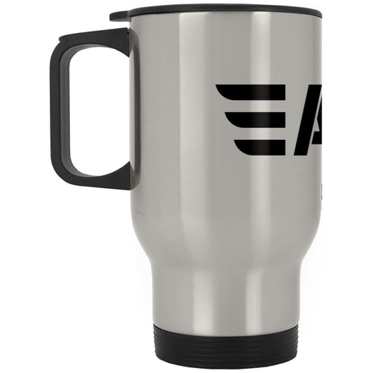 All 4 One Black Wings Silver Stainless Travel Mug