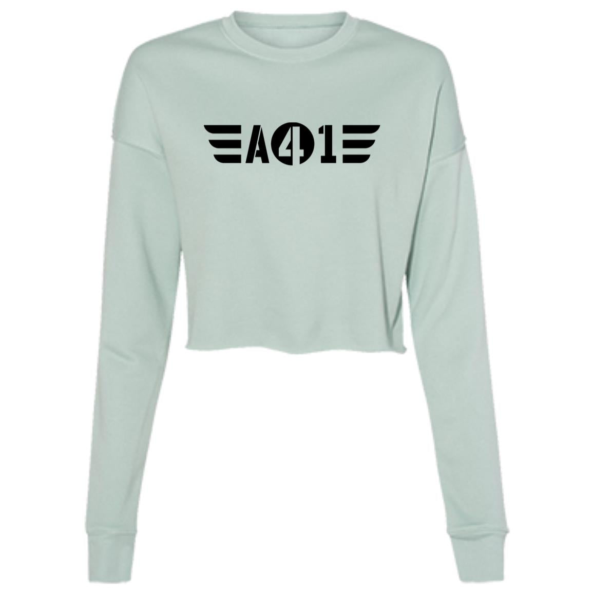 A41 Black Logo Ladies' Cropped Fleece Crew