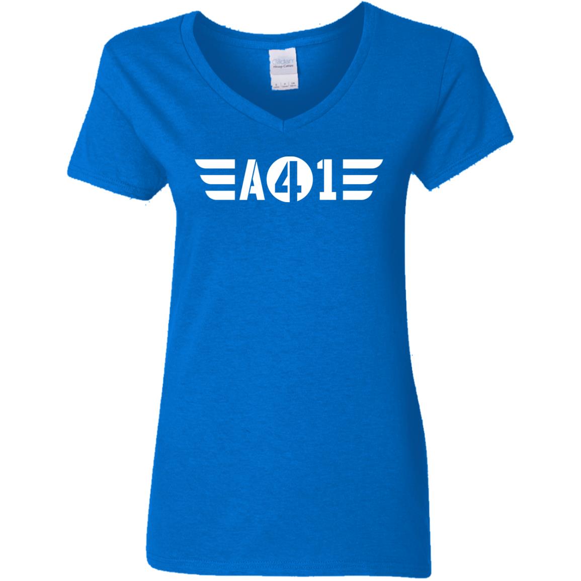 All 4 One White Wings Womens 5.3 oz. V-Neck T-Shirt