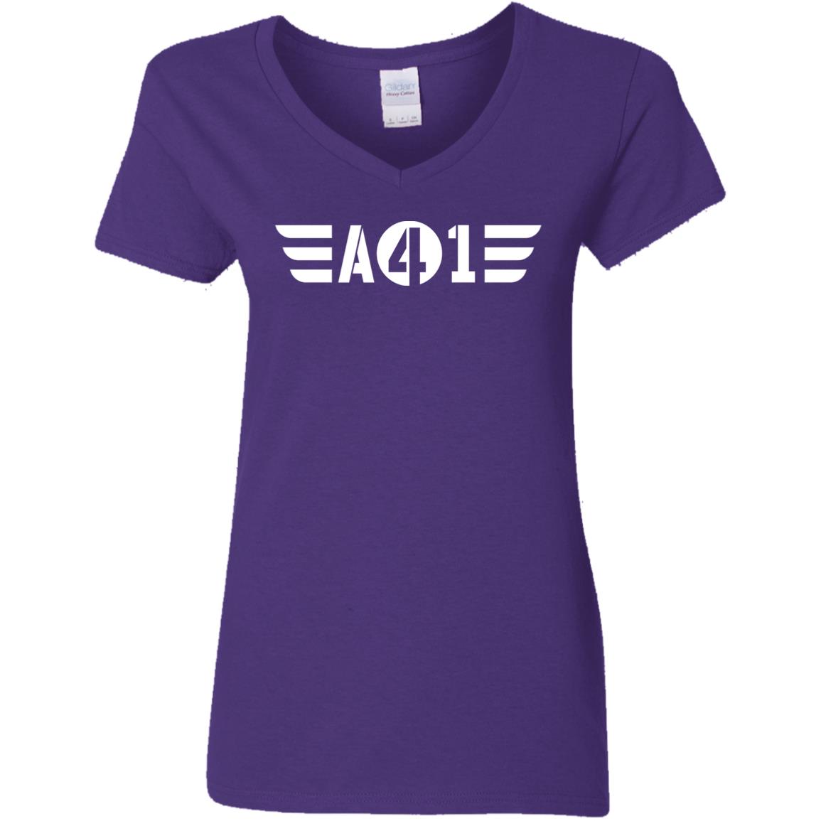 All 4 One White Wings Womens 5.3 oz. V-Neck T-Shirt