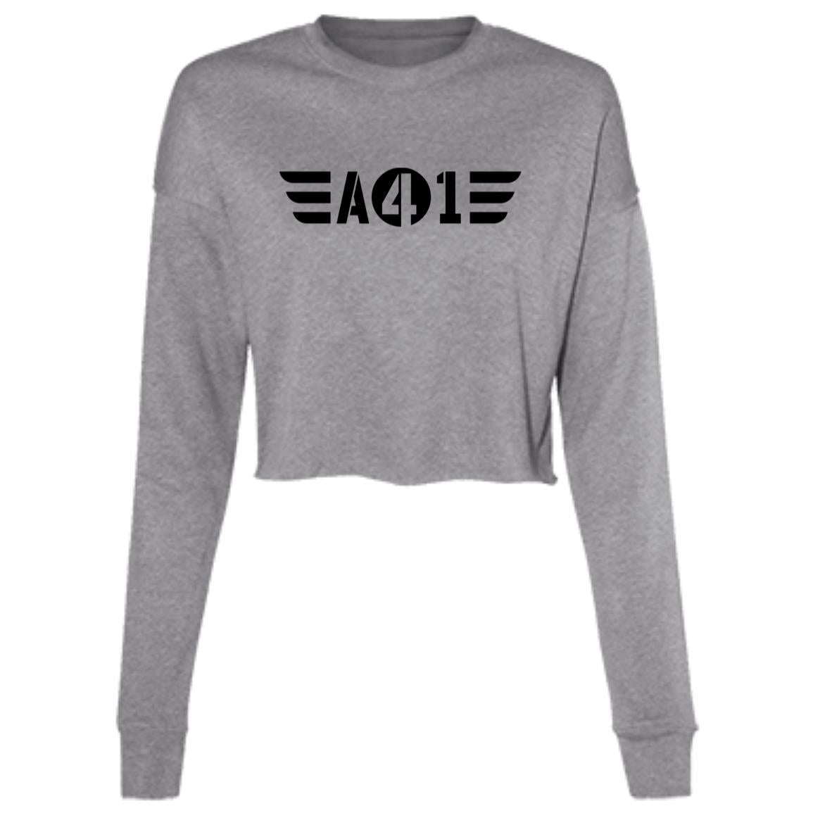 A41 Black Logo Ladies' Cropped Fleece Crew