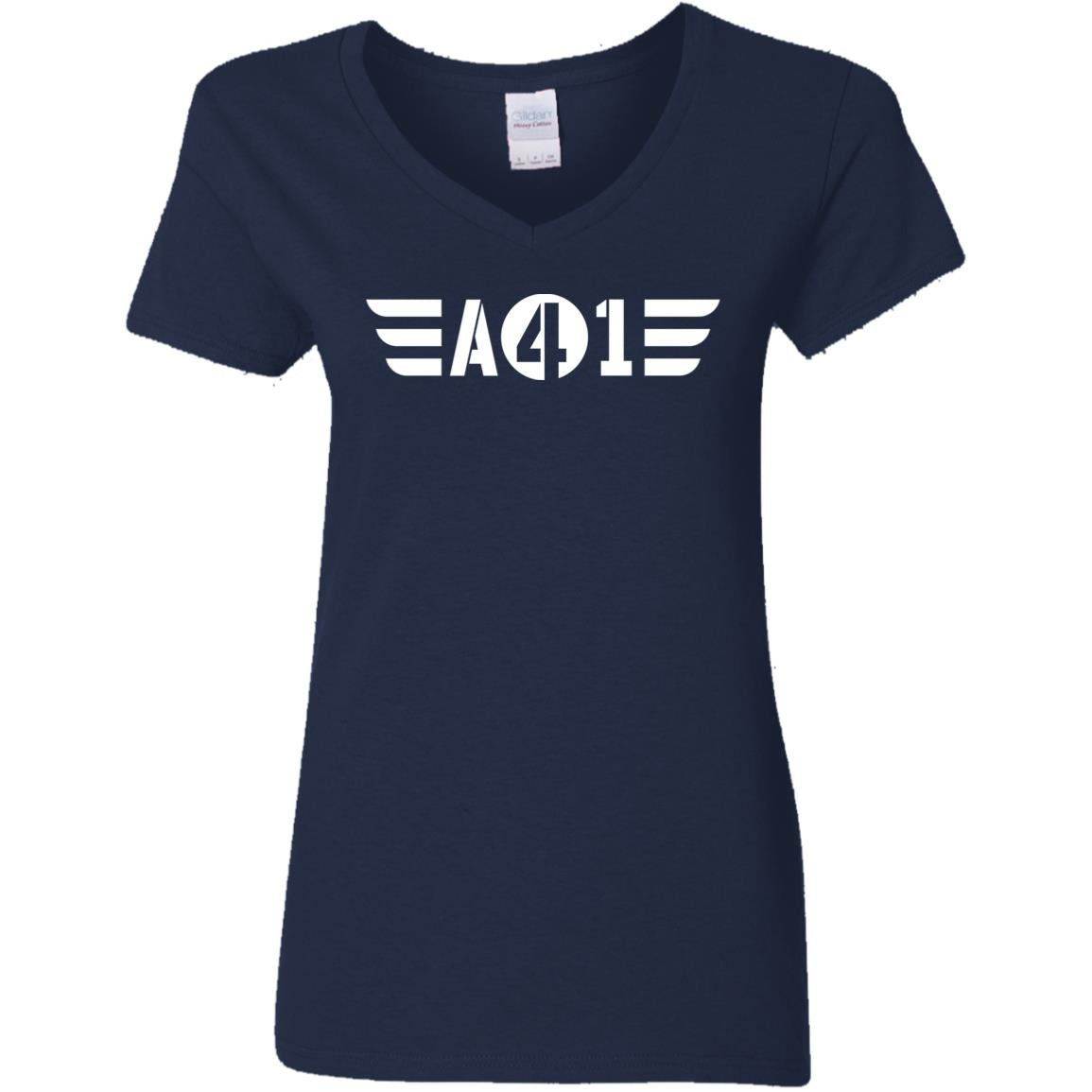 All 4 One White Wings Womens 5.3 oz. V-Neck T-Shirt